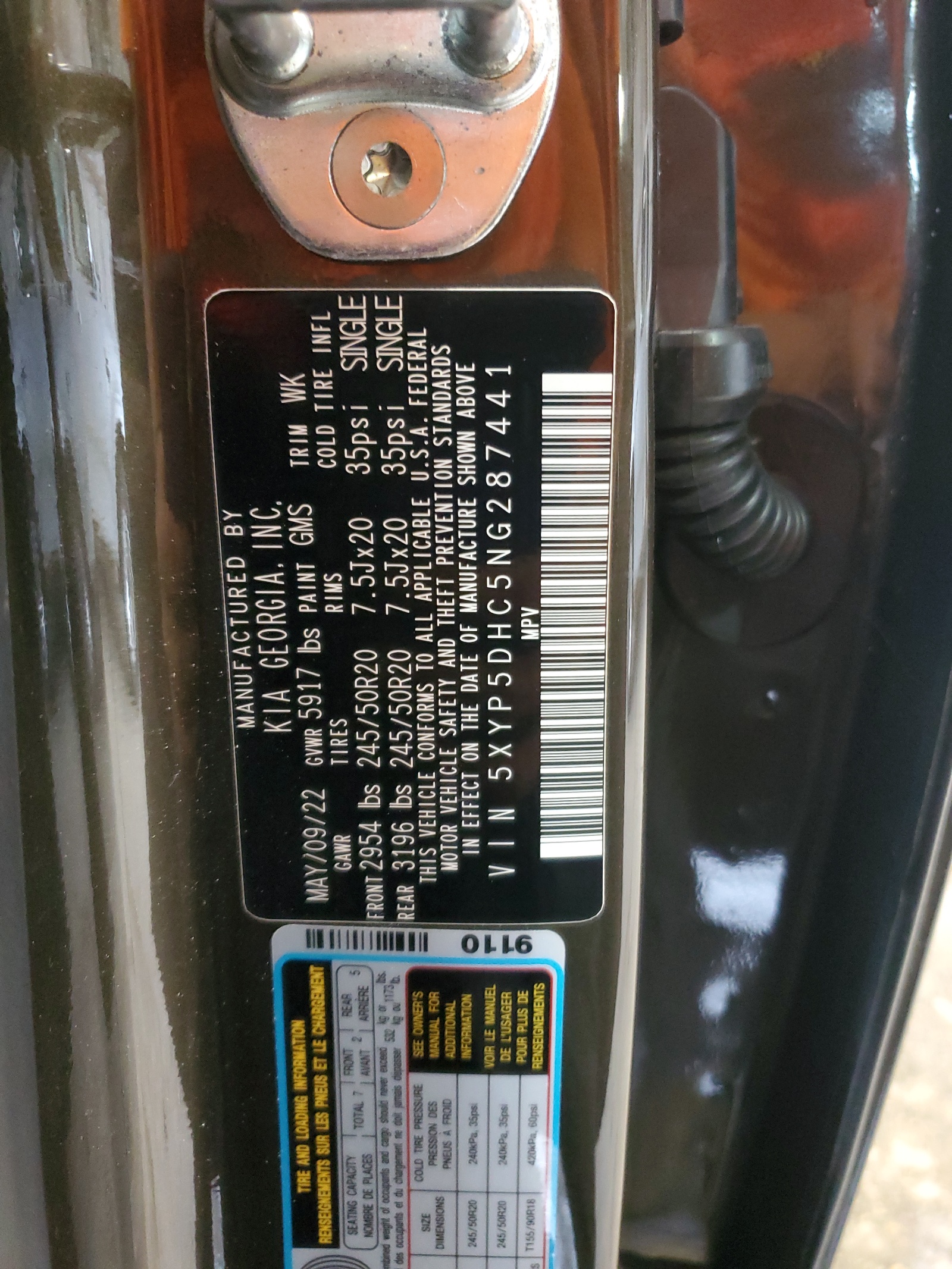 5XYP5DHC5NG287441 2022 Kia Telluride Sx