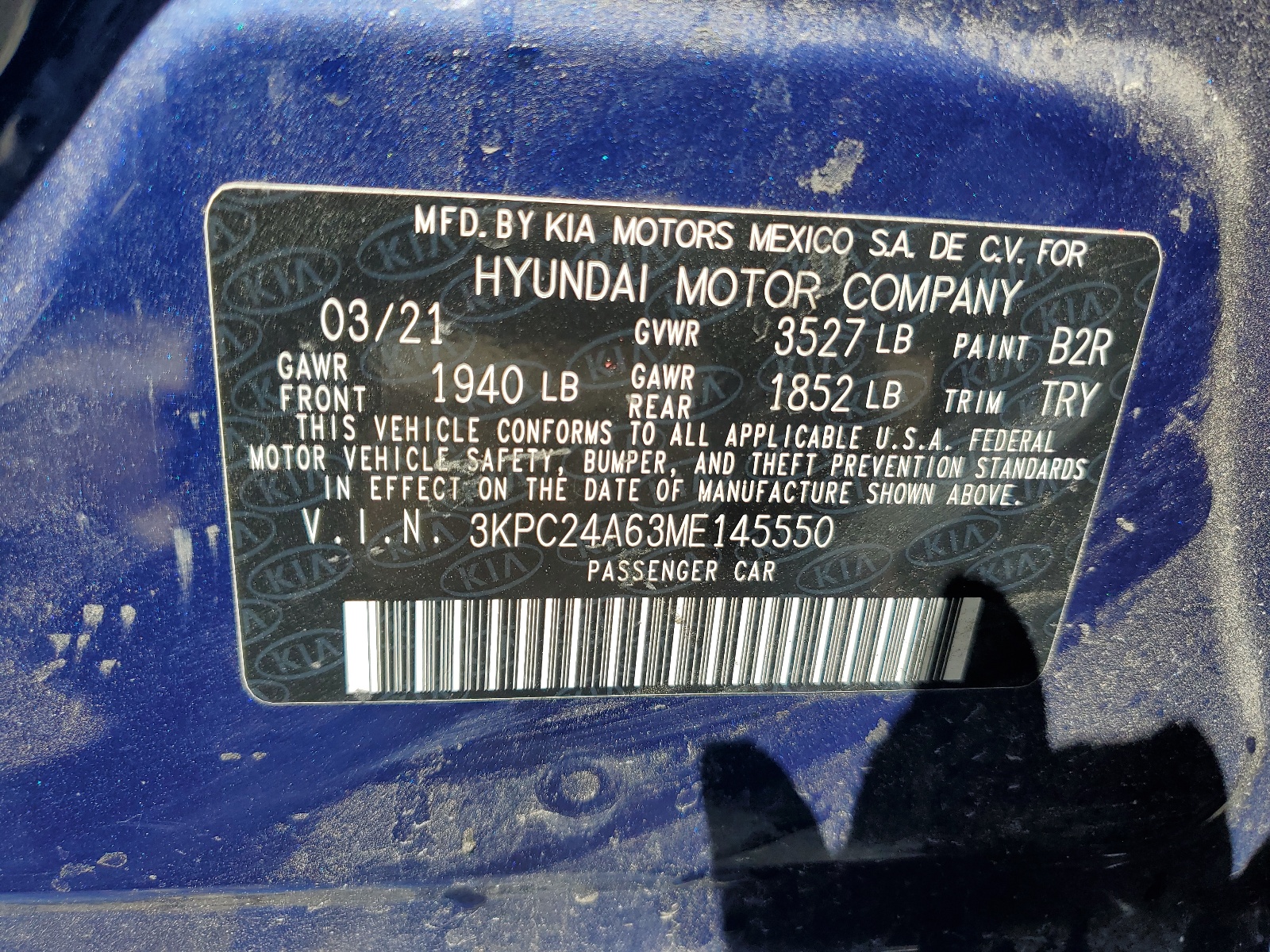 3KPC24A63ME145550 2021 Hyundai Accent Se