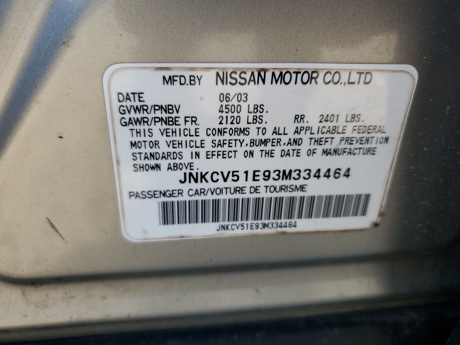 JNKCV51E93M334464 2003 Infiniti G35