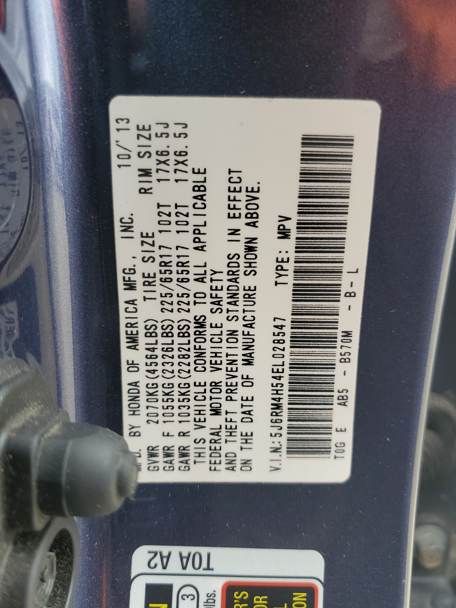 5J6RM4H54EL028547 2014 Honda Cr-V Ex