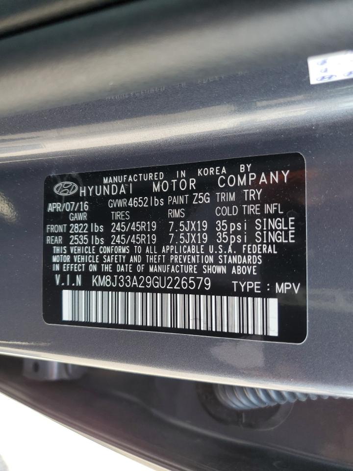 2016 Hyundai Tucson Limited VIN: KM8J33A29GU226579 Lot: 64704894