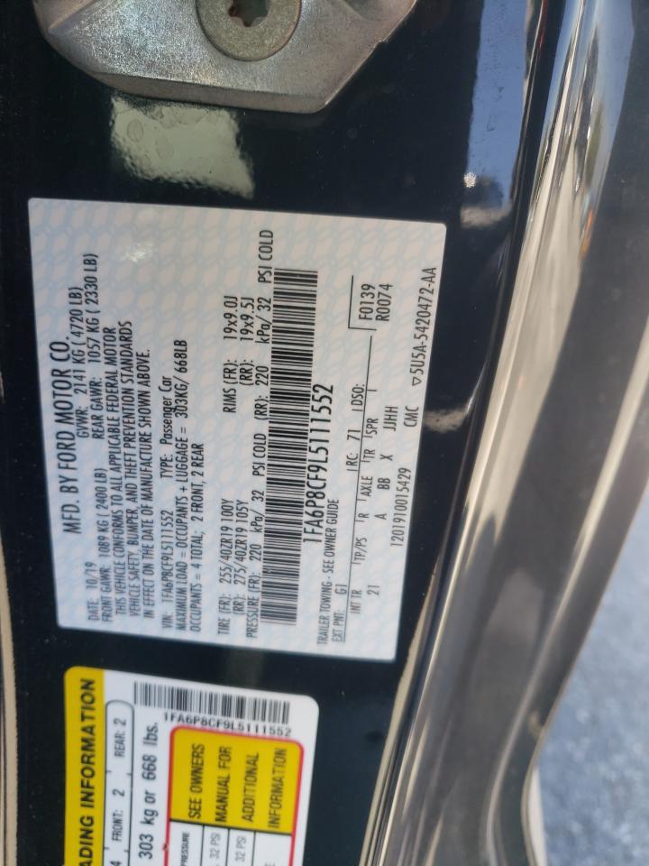 2020 Ford Mustang Gt VIN: 1FA6P8CF9L5111552 Lot: 65256924