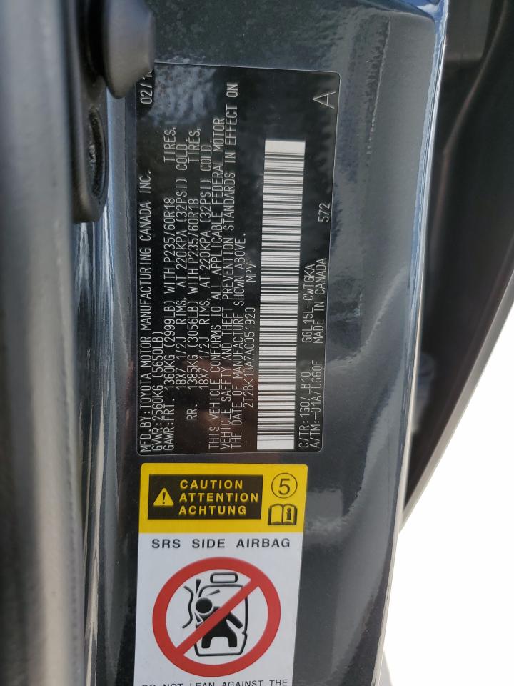 2010 Lexus Rx 350 VIN: 2T2BK1BA7AC051920 Lot: 65349644