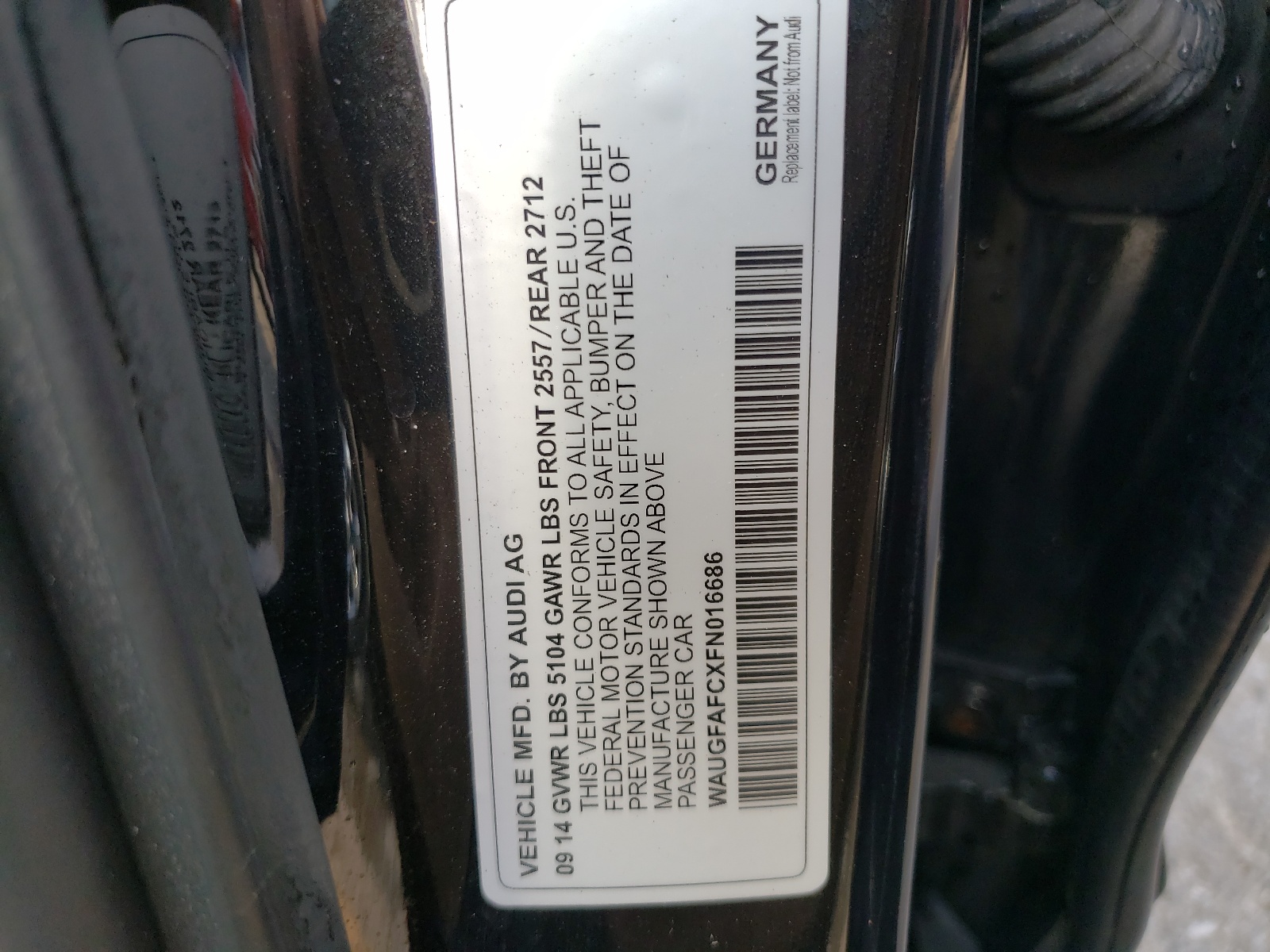 WAUGFAFCXFN016686 2015 Audi A6 Premium Plus