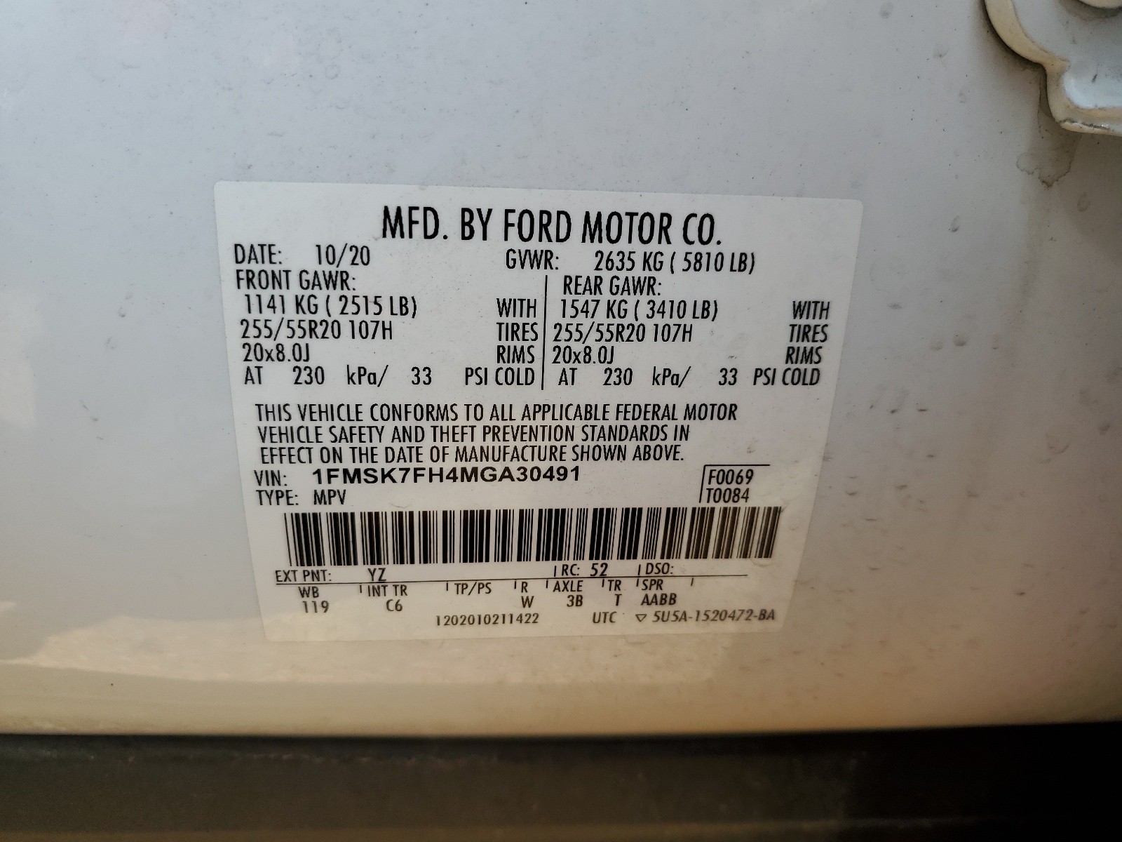 1FMSK7FH4MGA30491 2021 Ford Explorer Limited