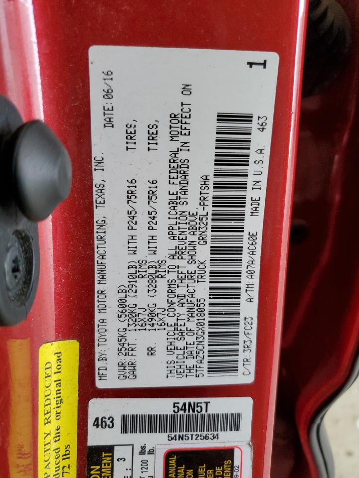 2016 Toyota Tacoma Double Cab VIN: 5TFAZ5CN3GX018055 Lot: 63128374