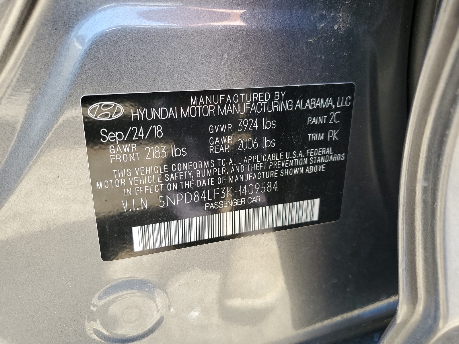 5NPD84LF3KH409584 2019 Hyundai Elantra Sel