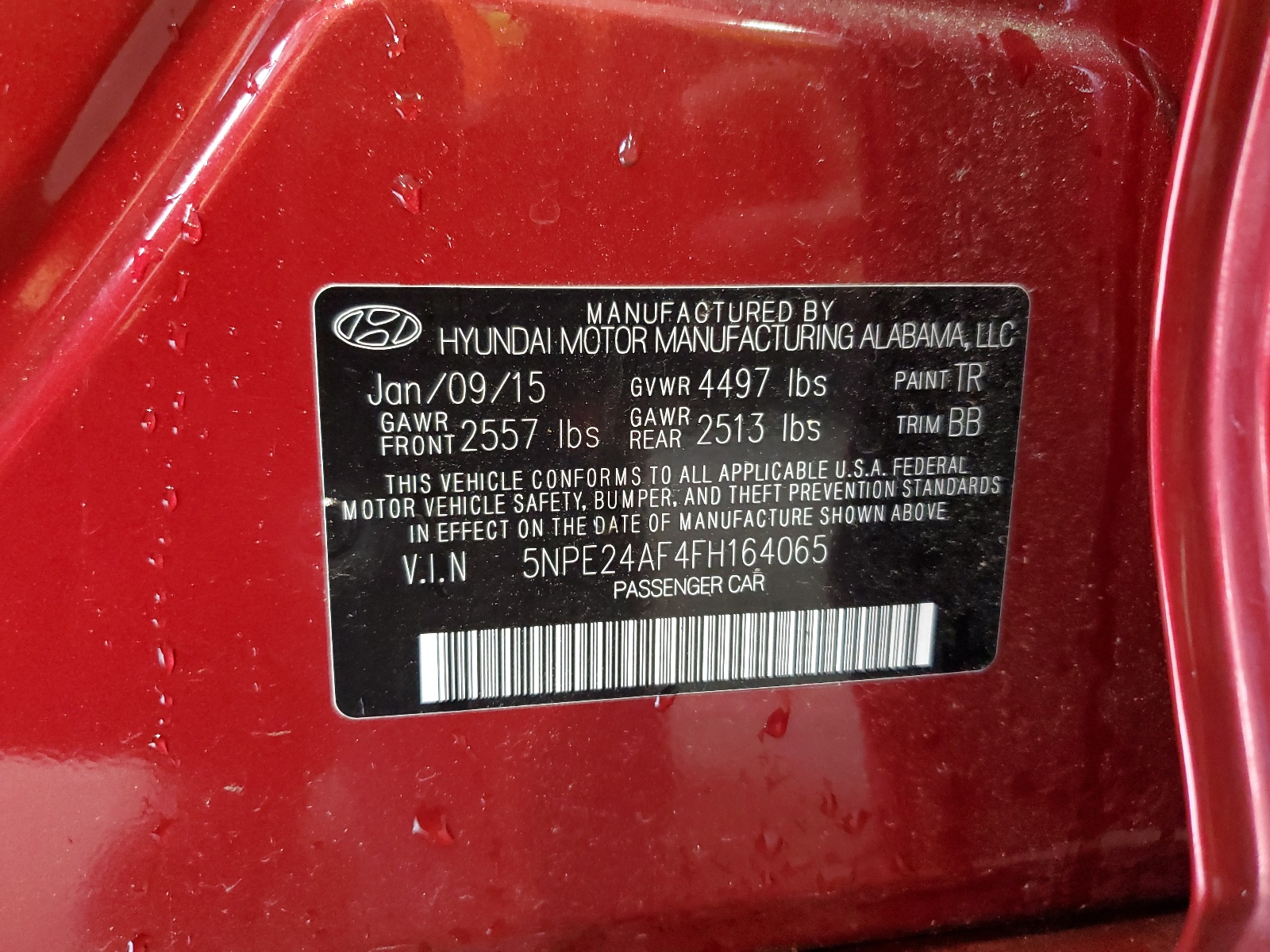 5NPE24AF4FH164065 2015 Hyundai Sonata Se