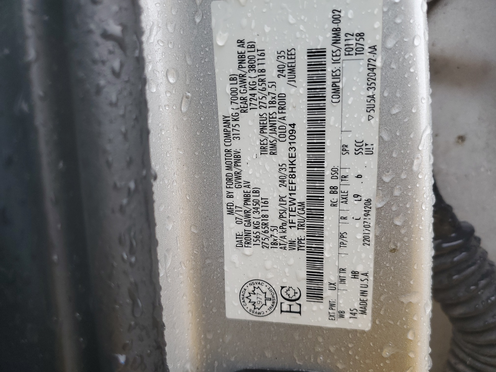 1FTEW1EF8HKE31094 2017 Ford F150 Supercrew