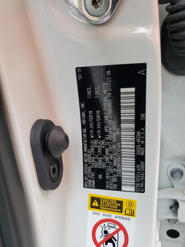 2019 Toyota Highlander Limited VIN: 5TDDZRFH5KS735484 Lot: 58977824