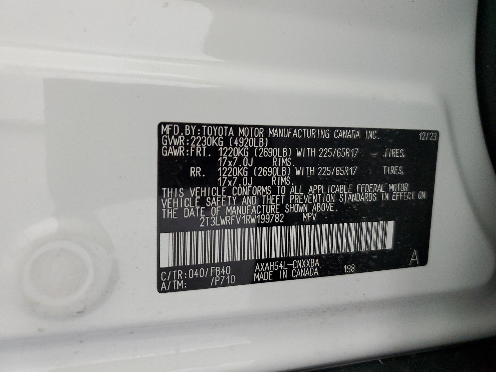 2T3LWRFV1RW199782 2024 Toyota Rav4 Le