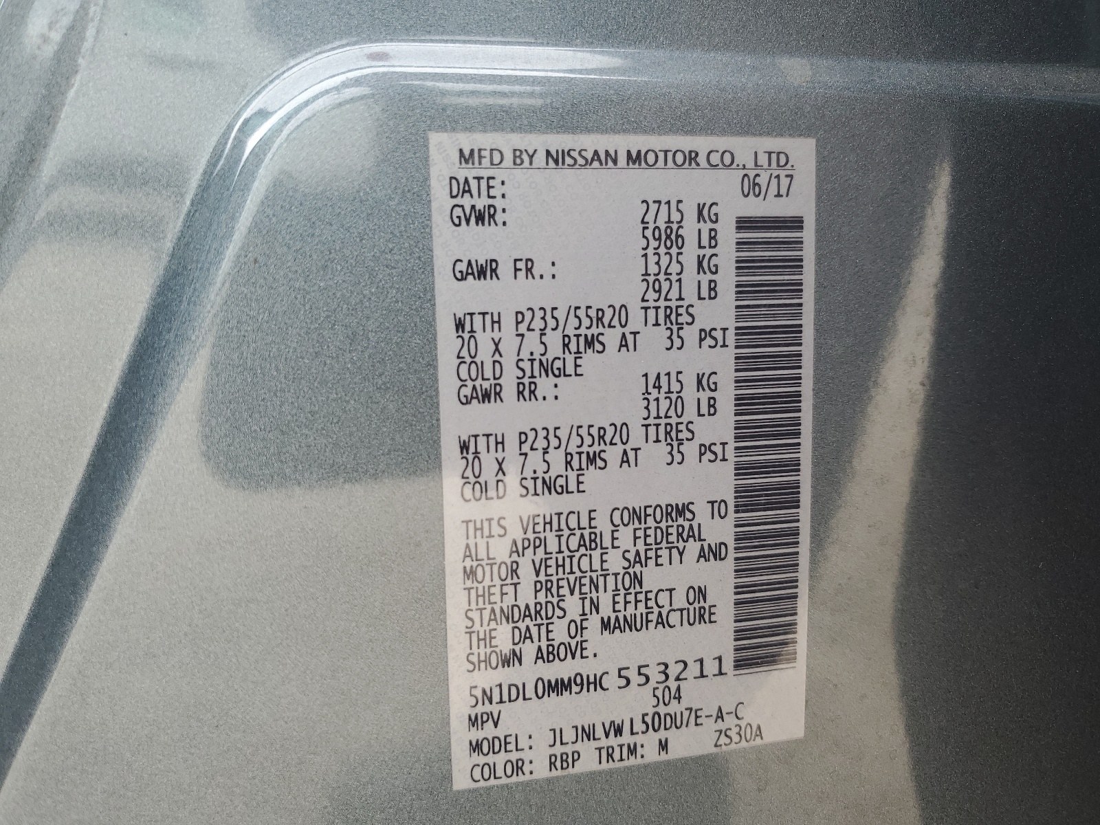 5N1DL0MM9HC553211 2017 Infiniti Qx60