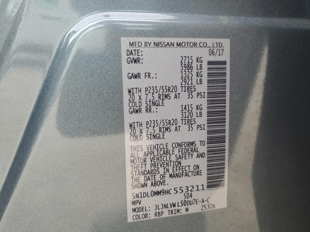 2017 Infiniti Qx60 VIN: 5N1DL0MM9HC553211 Lot: 62748794