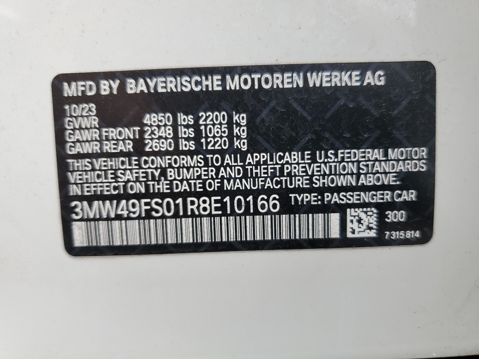 3MW49FS01R8E10166 2024 BMW M340I