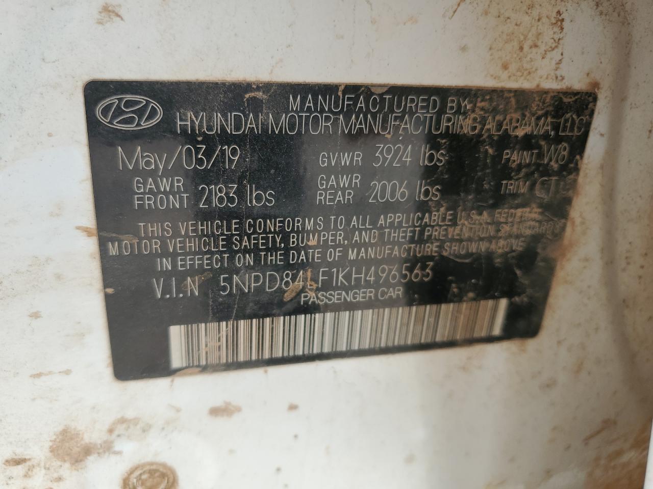 5NPD84LF1KH496563 2019 Hyundai Elantra Sel