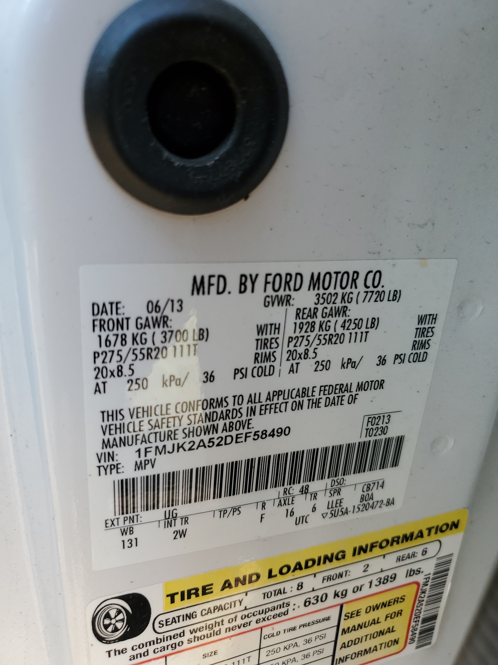 1FMJK2A52DEF58490 2013 Ford Expedition El Limited