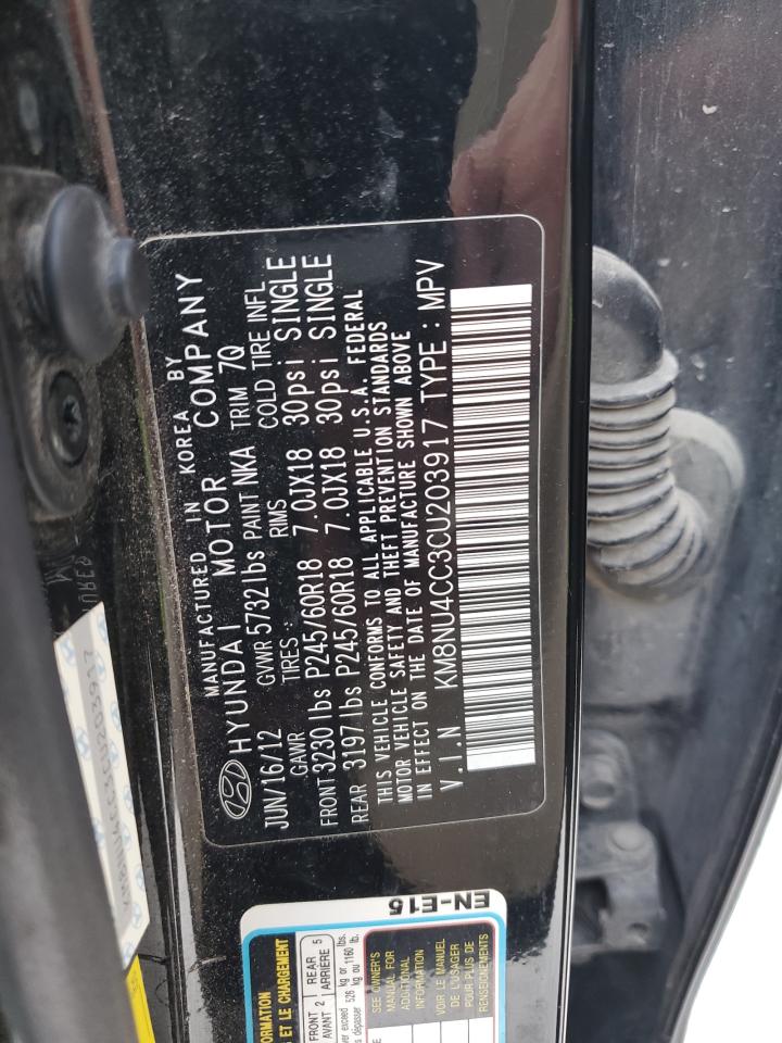 2012 Hyundai Veracruz Gls VIN: KM8NU4CC3CU203917 Lot: 62812624