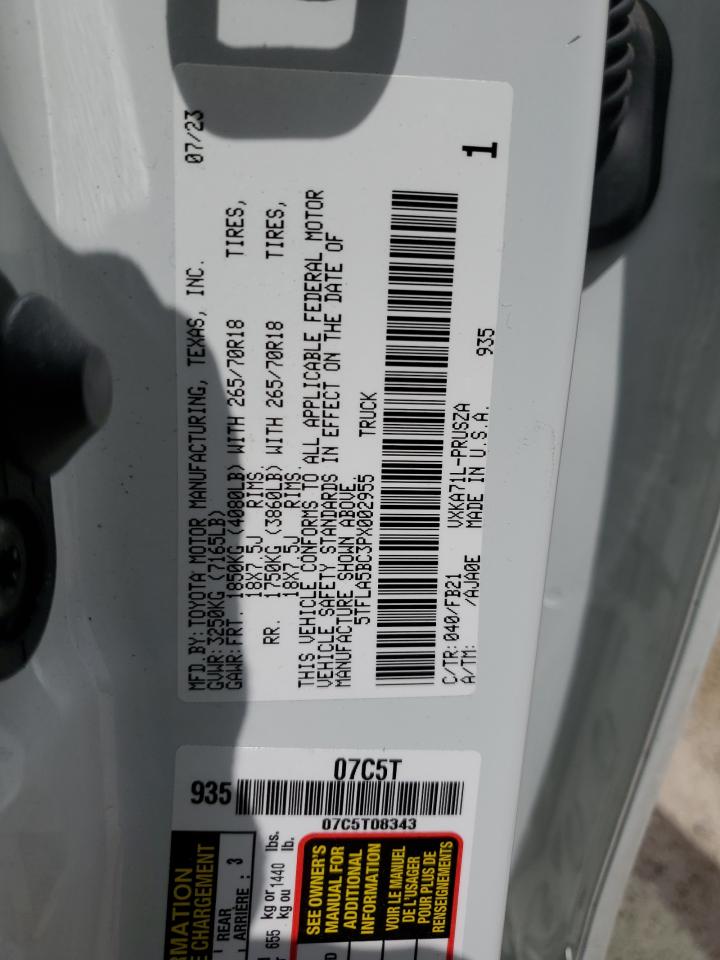 2023 Toyota Tundra Crewmax Sr5 VIN: 5TFLA5BC3PX002955 Lot: 65576604