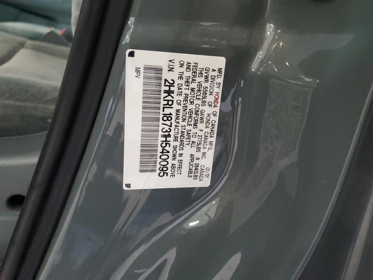 2001 Honda Odyssey Ex VIN: 2HKRL18731H540095 Lot: 65518924