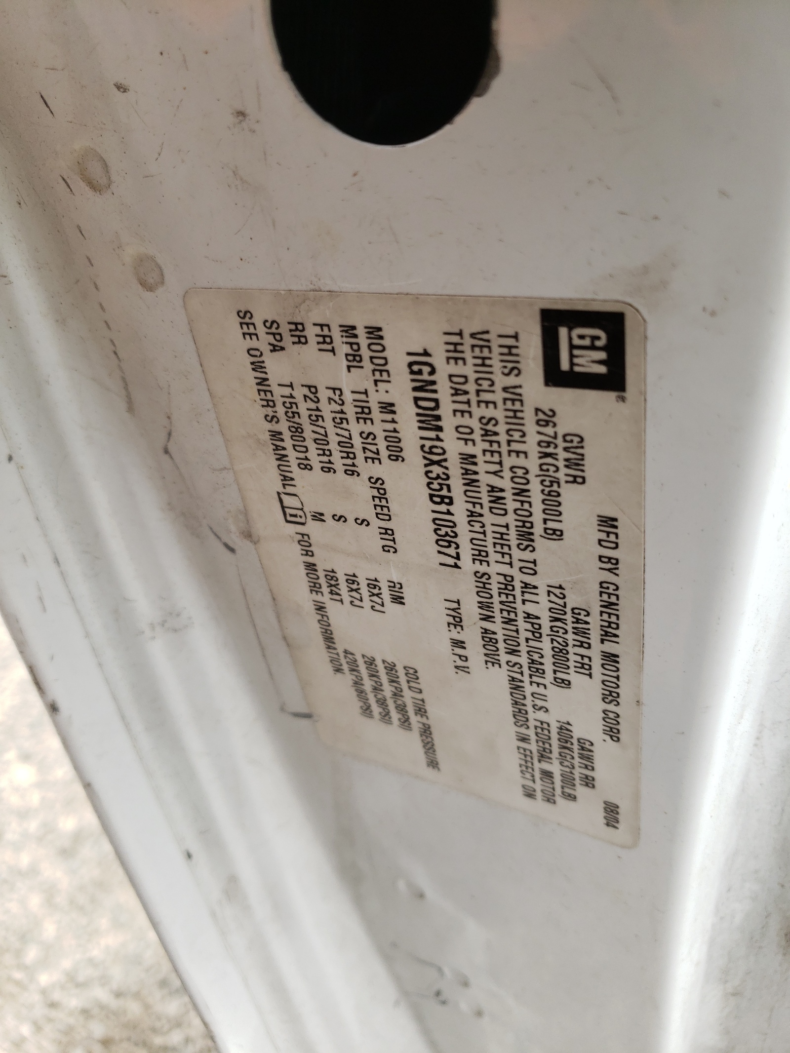 1GNDM19X35B103671 2005 Chevrolet Astro