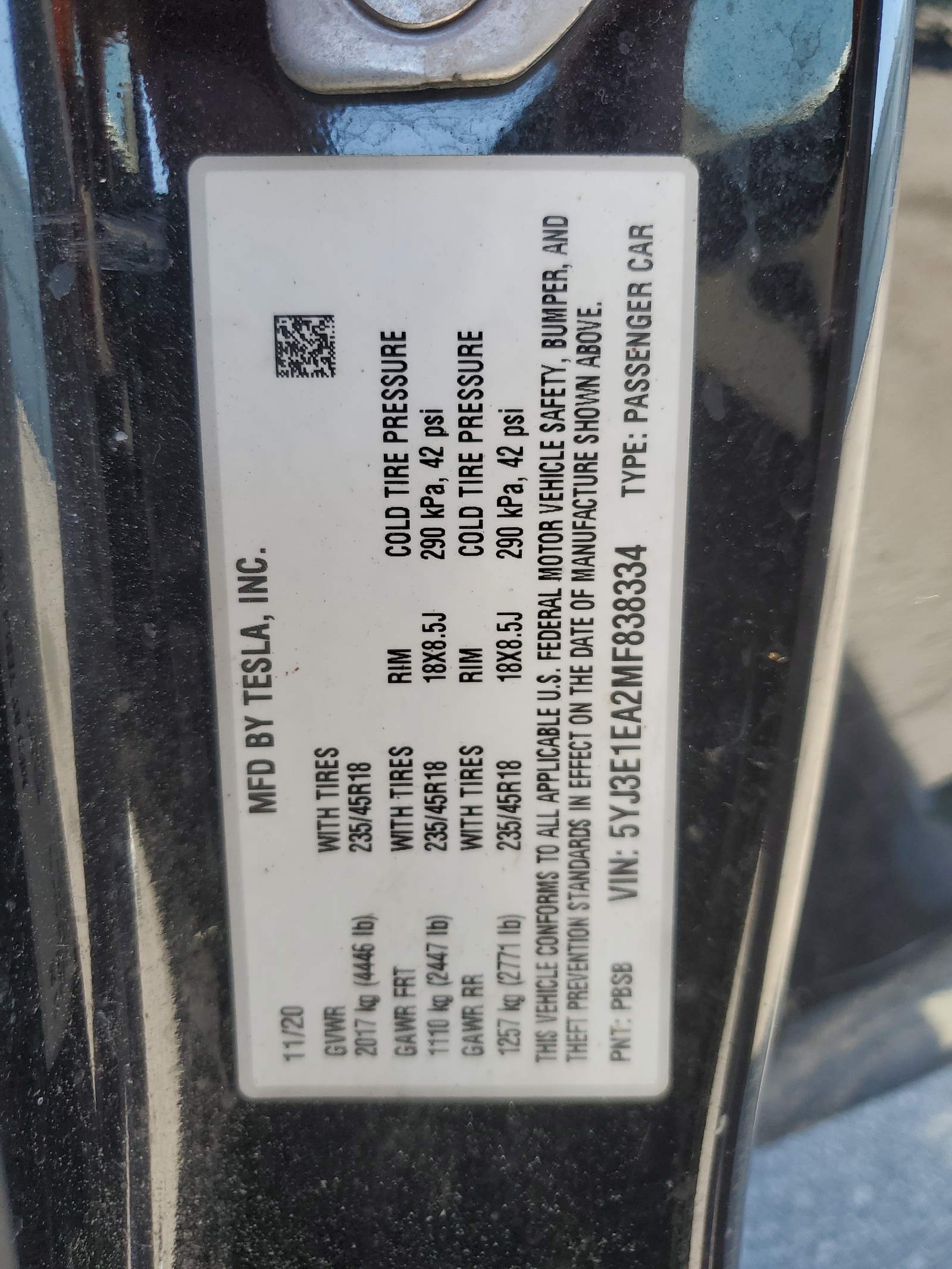 5YJ3E1EA2MF838334 2021 Tesla Model 3