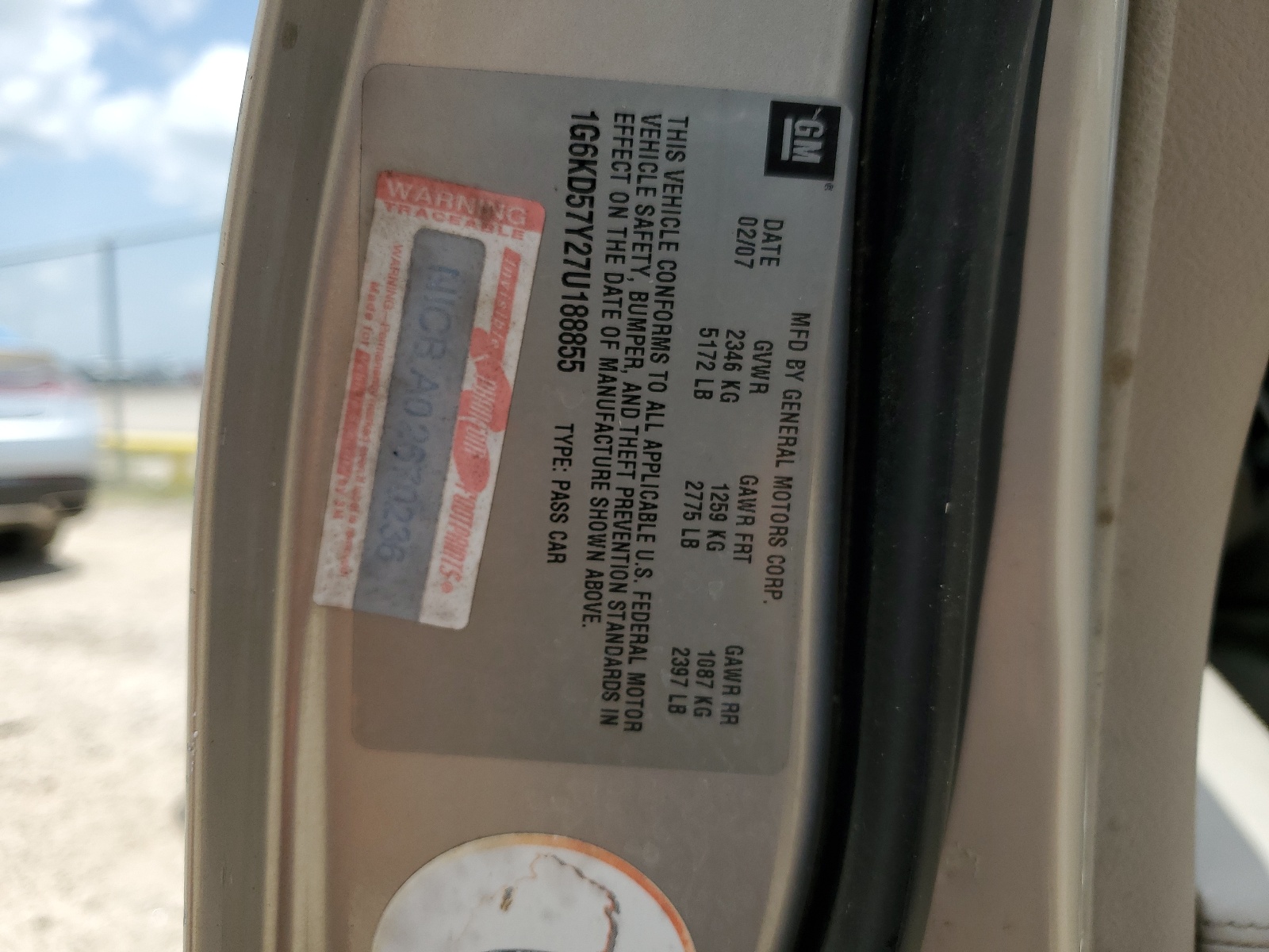 1G6KD57Y27U188855 2007 Cadillac Dts