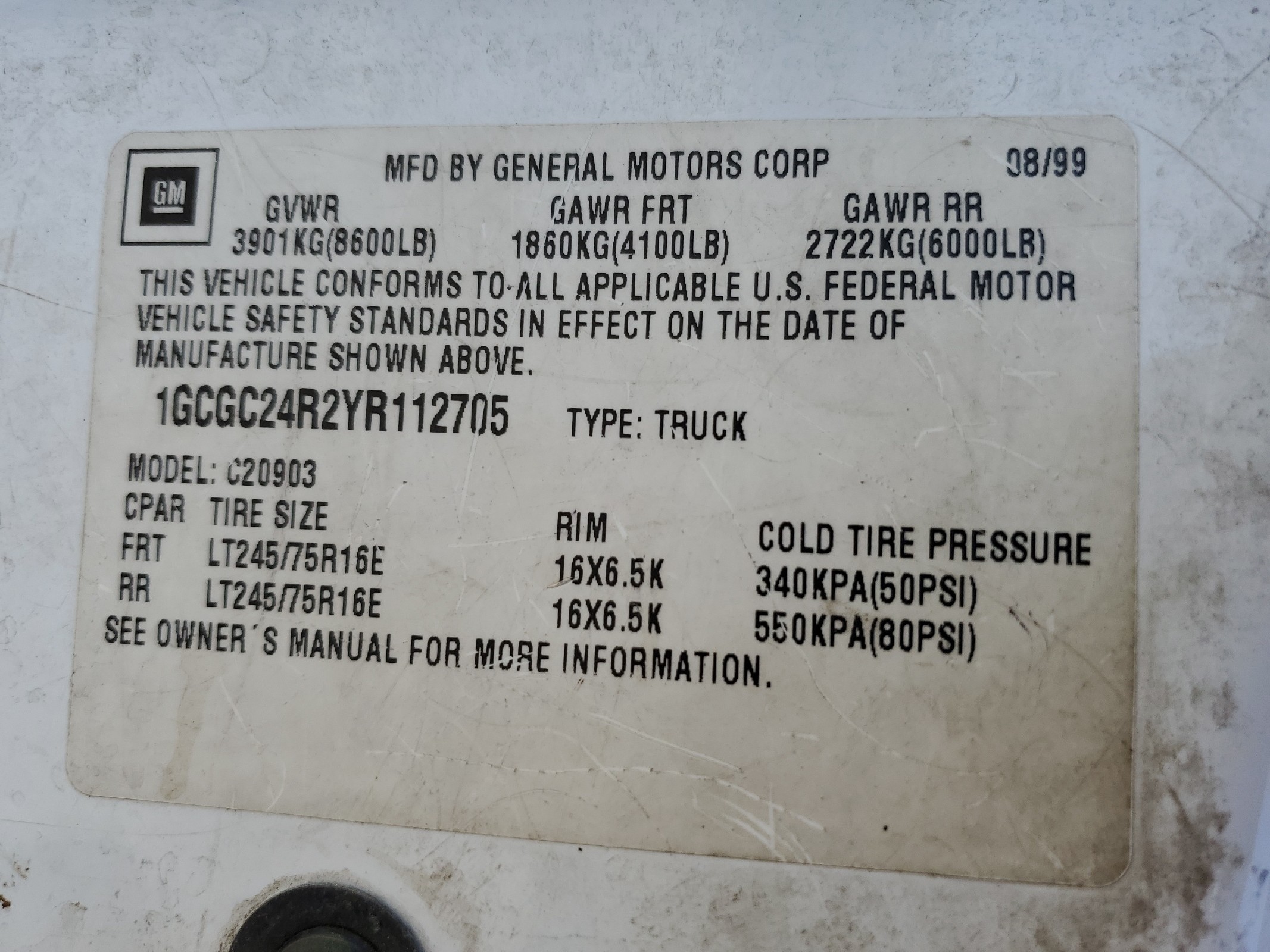 1GCGC24R2YR112705 2000 Chevrolet Gmt-400 C2500