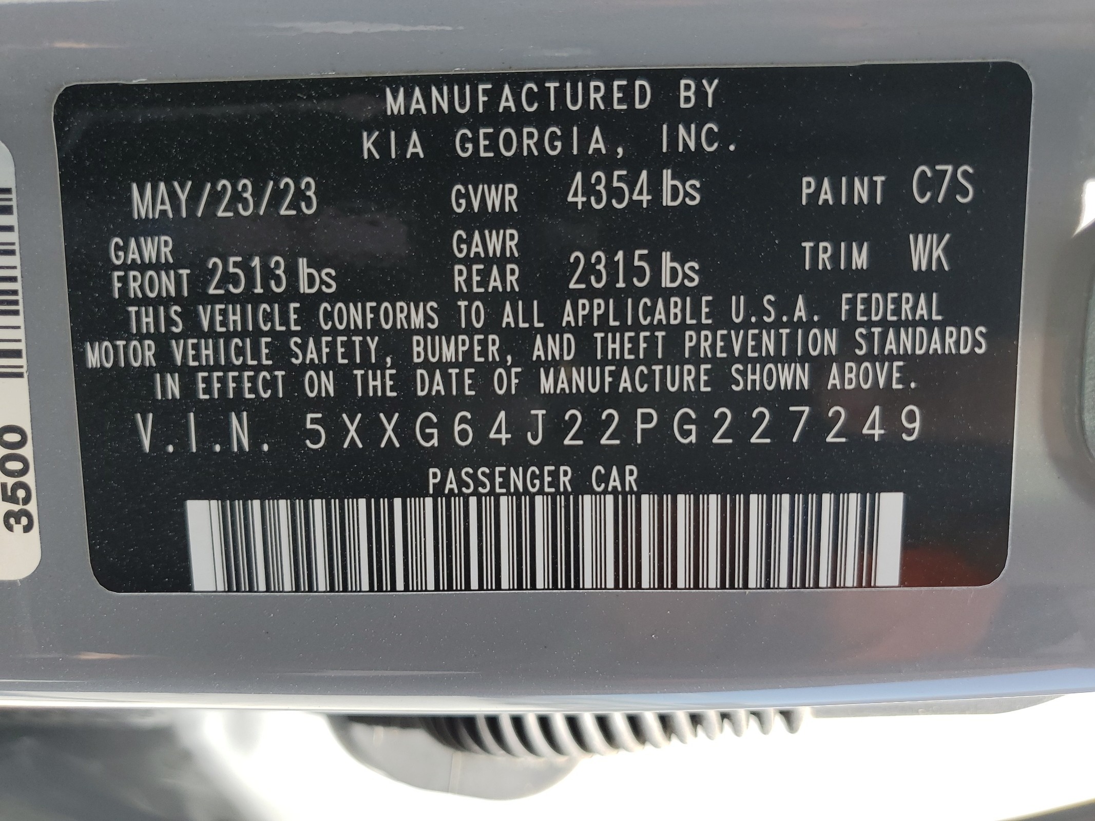 5XXG64J22PG227249 2023 Kia K5 Gt Line