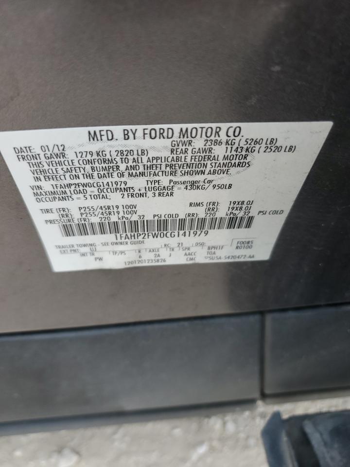 2012 Ford Taurus Limited VIN: 1FAHP2FW0CG141979 Lot: 63217864