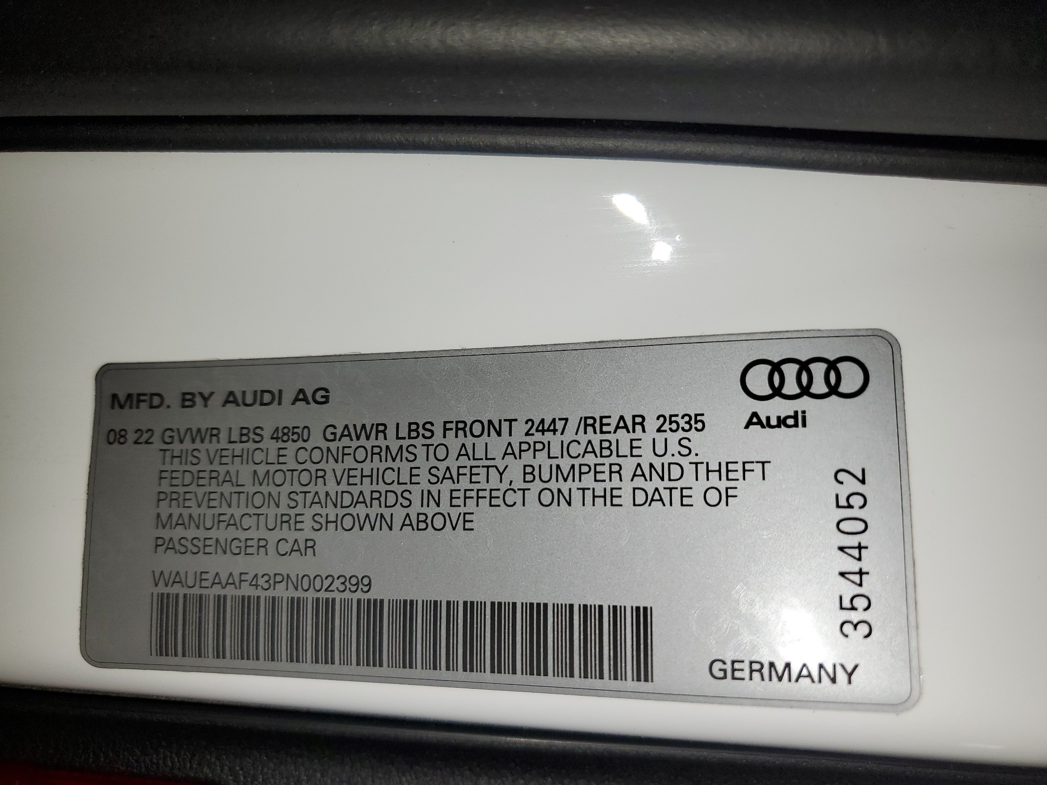 WAUEAAF43PN002399 2023 Audi A4 Premium Plus 45