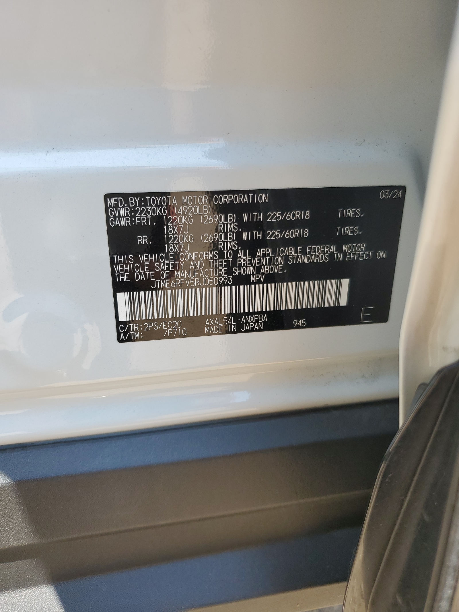 JTME6RFV5RJ050993 2024 Toyota Rav4 Xse