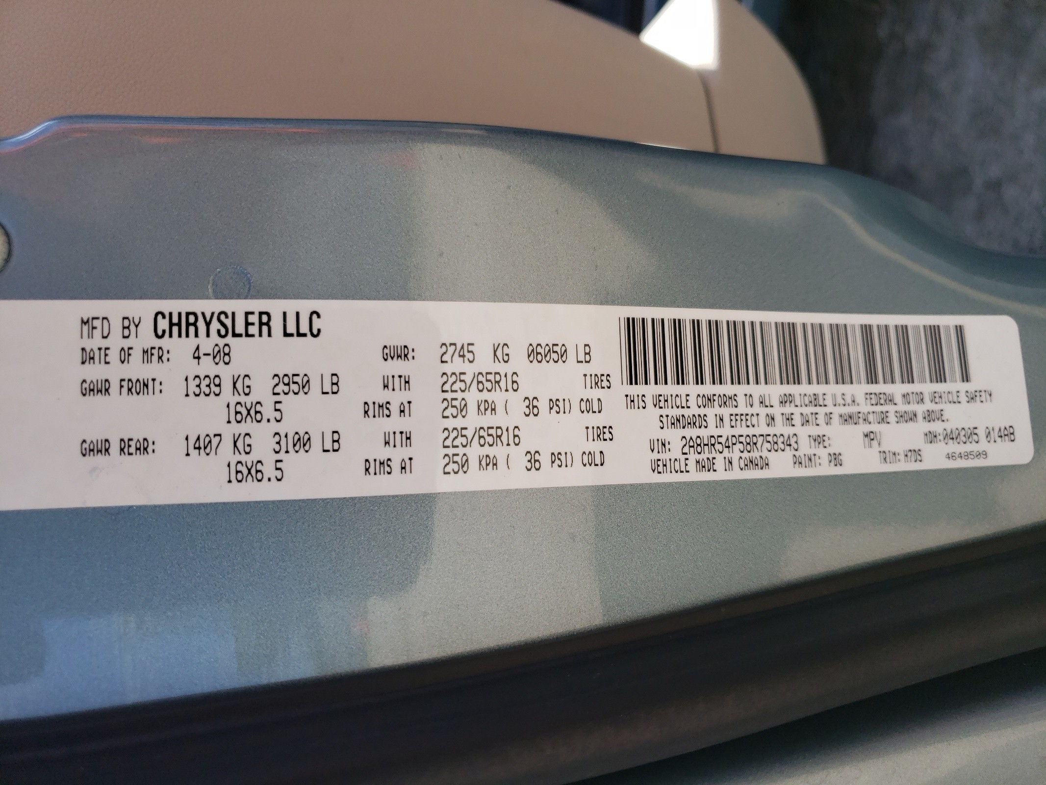 2A8HR54P58R758343 2008 Chrysler Town & Country Touring