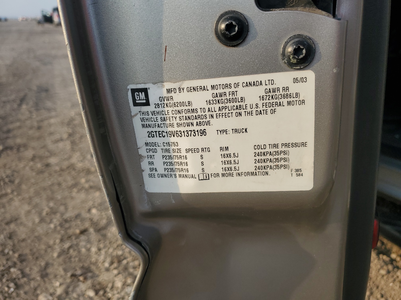 2GTEC19V631373196 2003 GMC New Sierra C1500