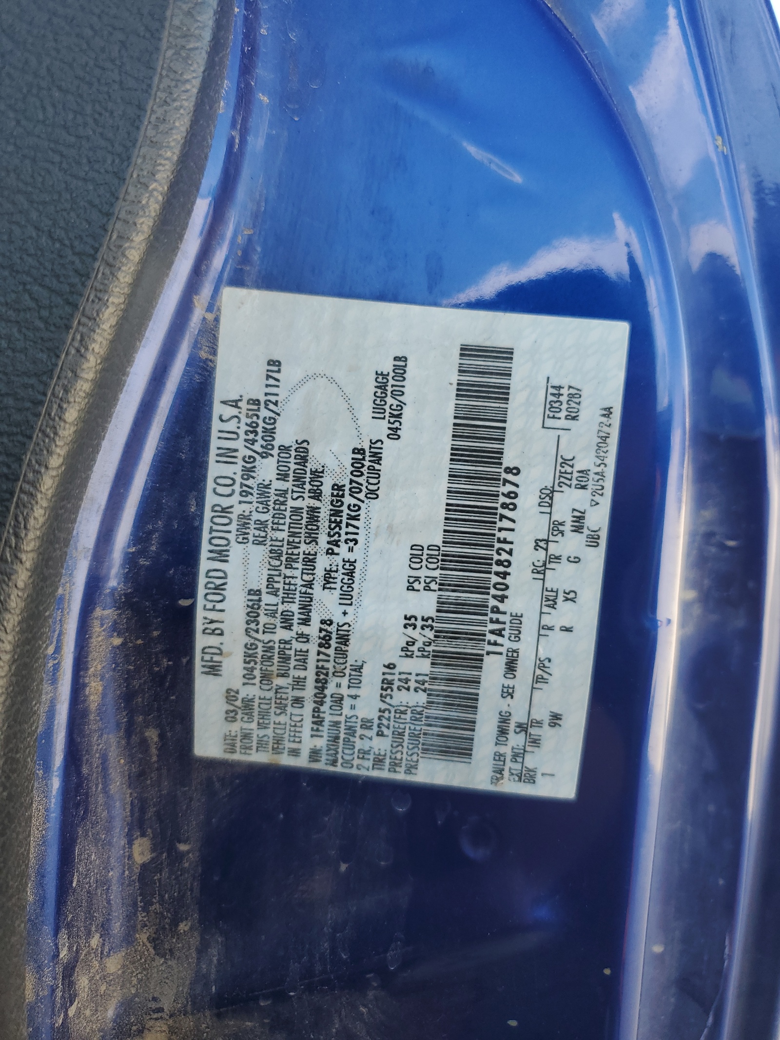 1FAFP40482F178678 2002 Ford Mustang