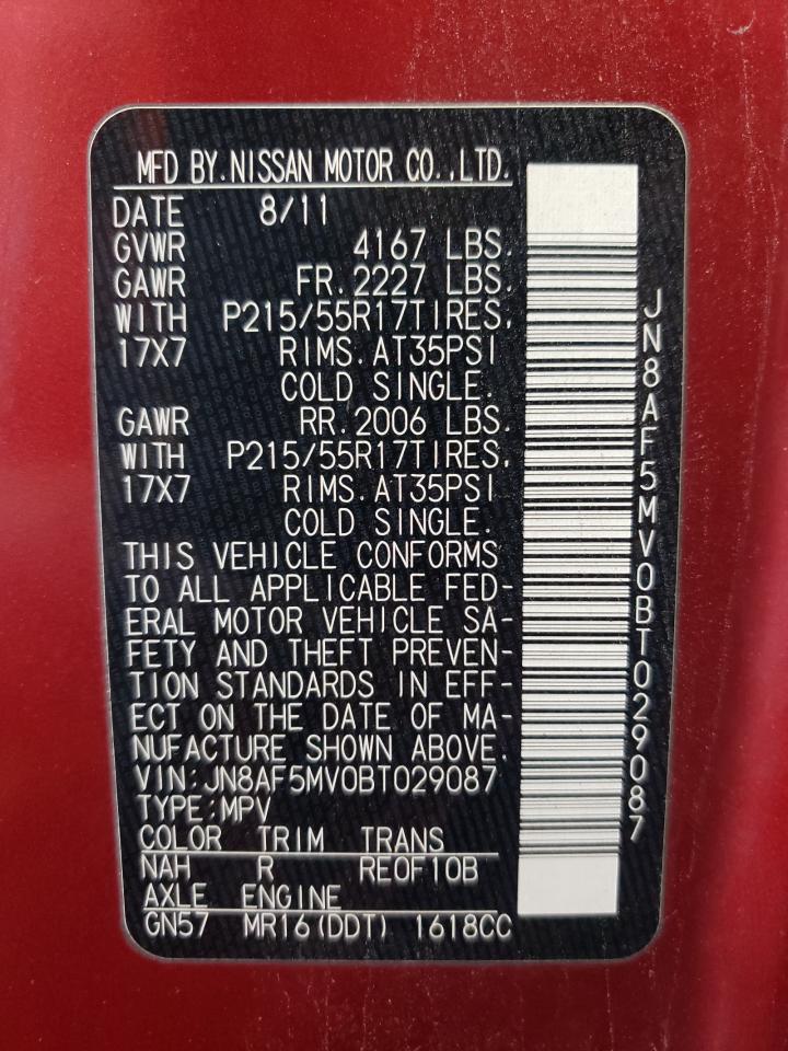 2011 Nissan Juke S VIN: JN8AF5MV0BT029087 Lot: 64829924