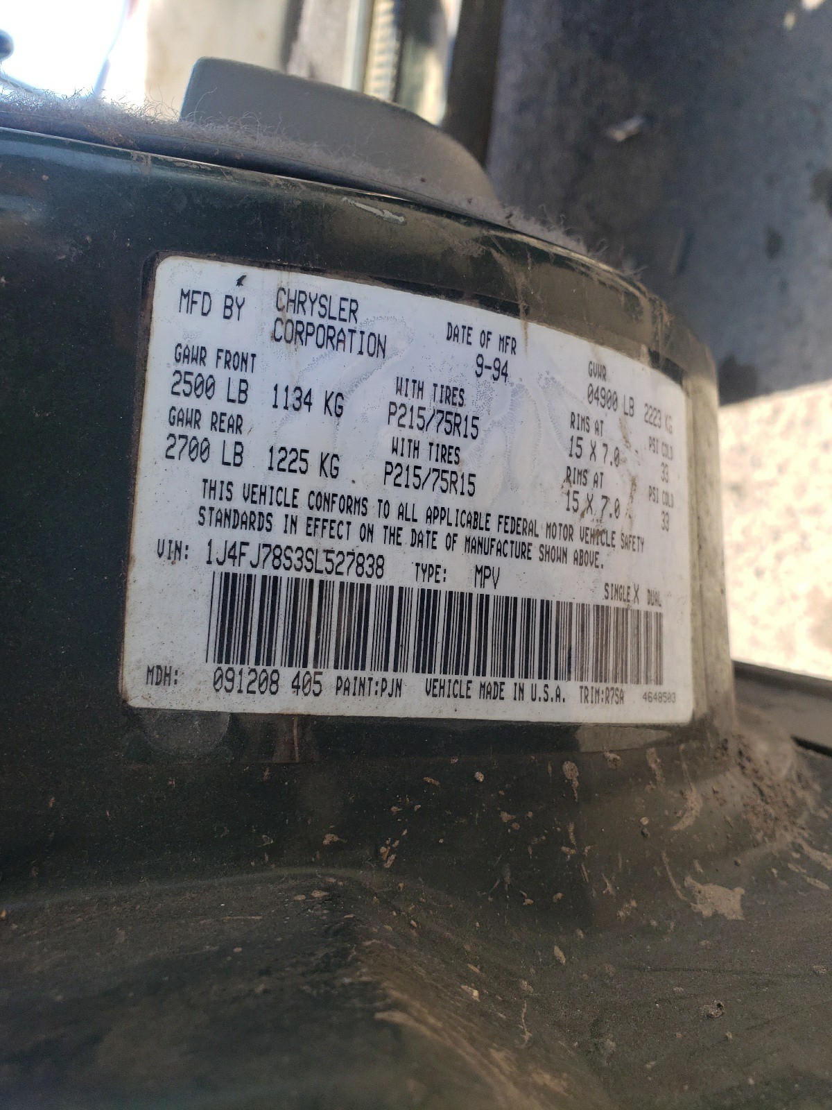 1J4FJ78S3SL527838 1995 Jeep Cherokee Country