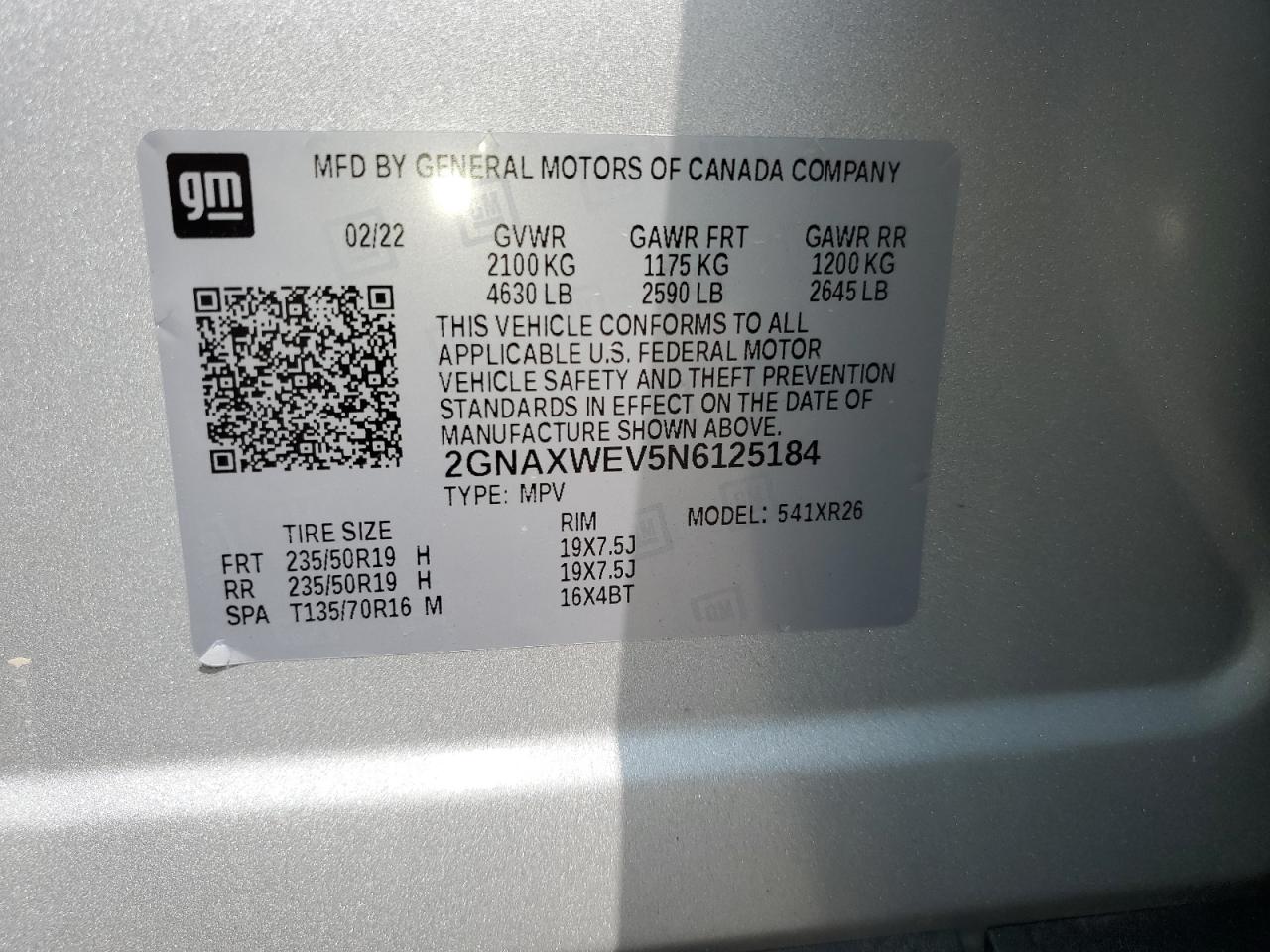 2GNAXWEV5N6125184 2022 CHEVROLET EQUINOX - Image 14