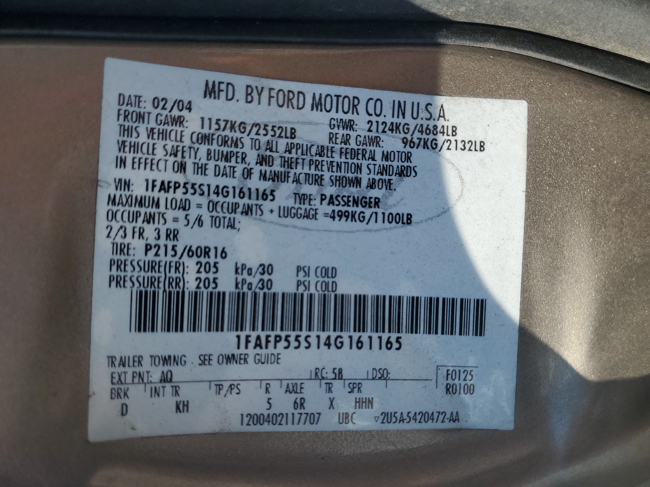 1FAFP55S14G161165 2004 Ford Taurus Ses