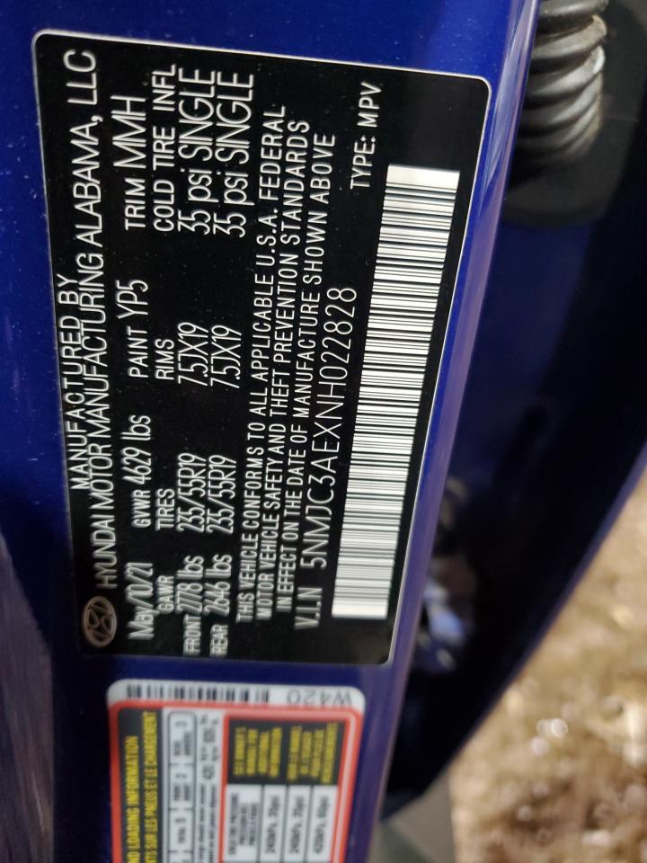 2022 Hyundai Tucson Sel VIN: 5NMJC3AEXNH022828 Lot: 64073964