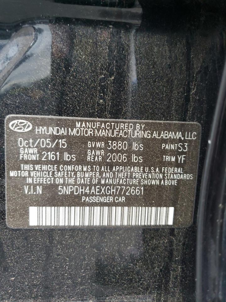 2016 Hyundai Elantra Se VIN: 5NPDH4AEXGH772661 Lot: 61495954