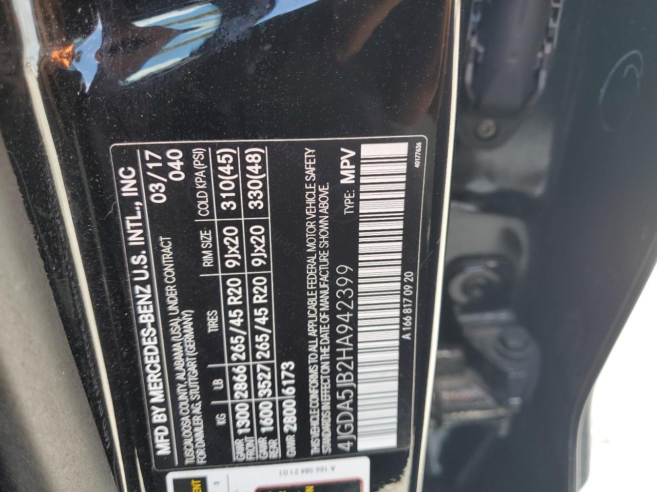 2017 Mercedes-Benz Gle 350 VIN: 4JGDA5JB2HA942399 Lot: 64438464