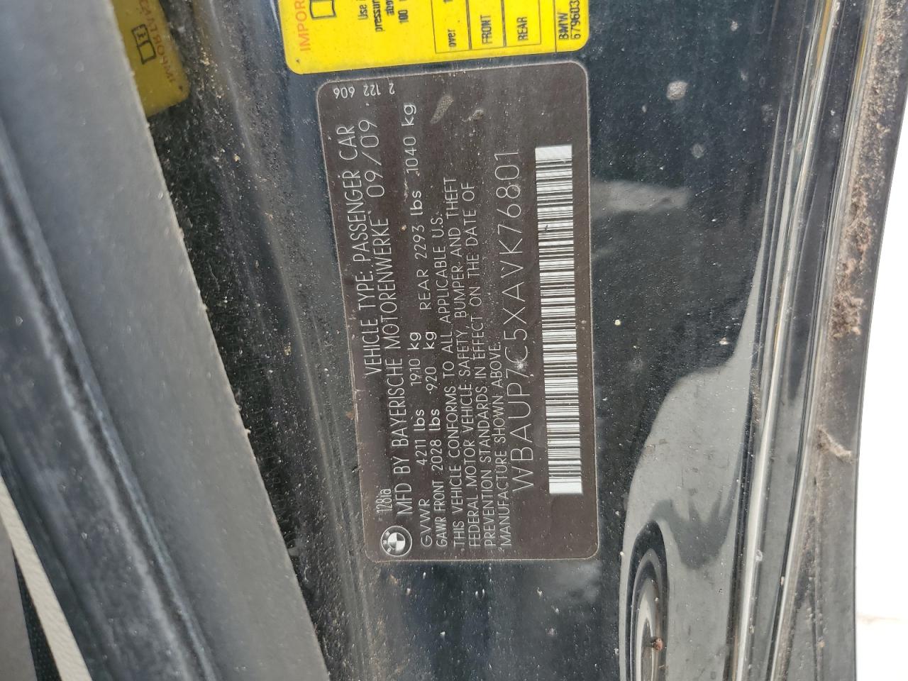 2010 BMW 128 I VIN: WBAUP7C5XAVK76801 Lot: 63306294