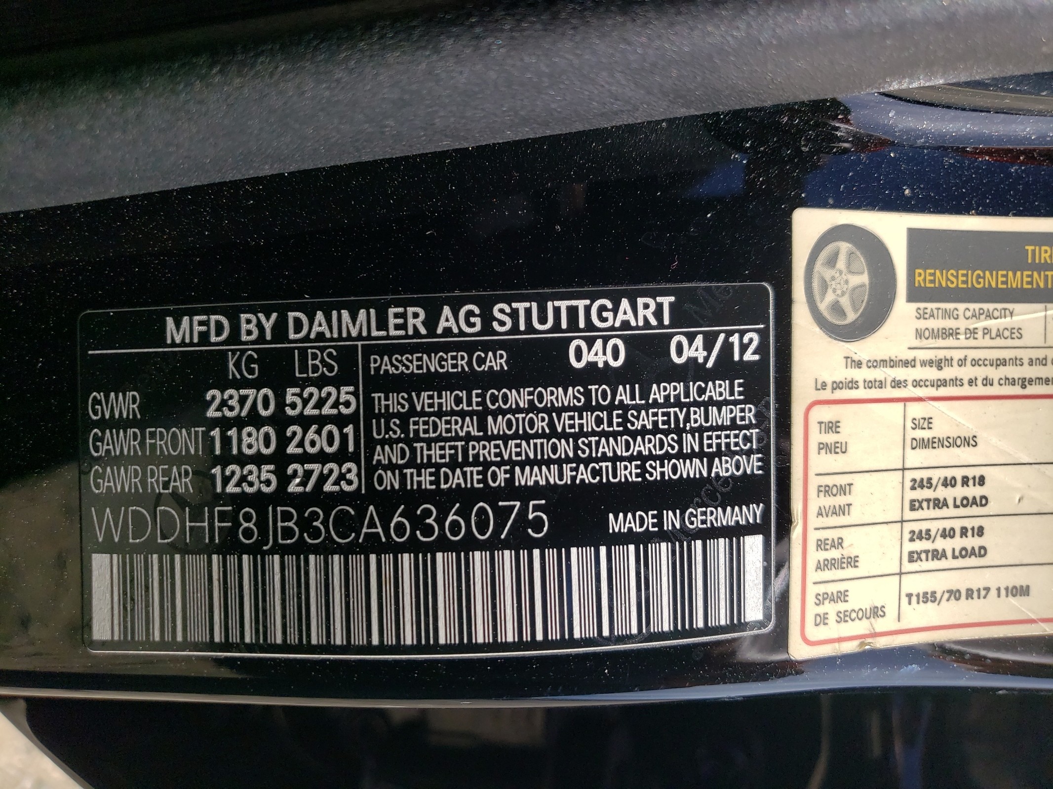 WDDHF8JB3CA636075 2012 Mercedes-Benz E 350 4Matic