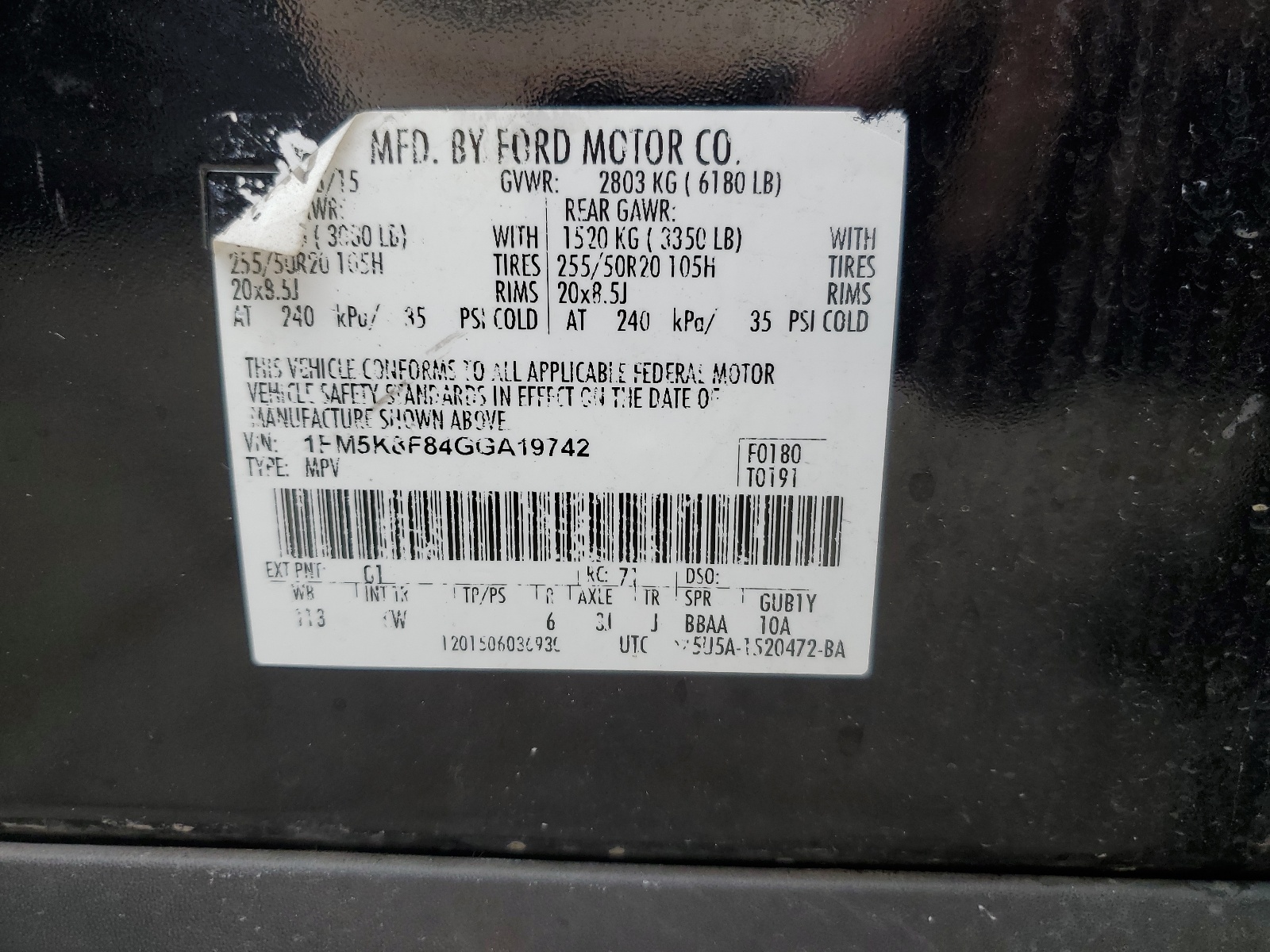 1FM5K8F84GGA19742 2016 Ford Explorer Limited