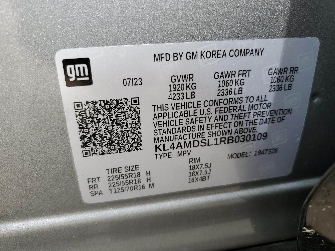 2024 Buick Encore Gx Sport Touring VIN: KL4AMDSL1RB030109 Lot: 63068974