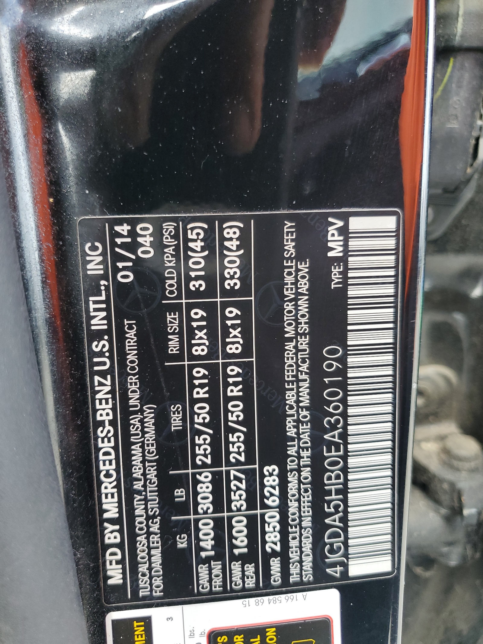 4JGDA5HB0EA360190 2014 Mercedes-Benz Ml 350 4Matic