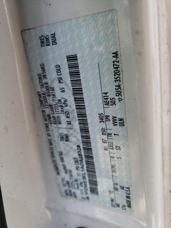 2010 Ford Econoline E350 Super Duty Cutaway Van VIN: 1FDWE3FL1ADA28328 Lot: 61770854