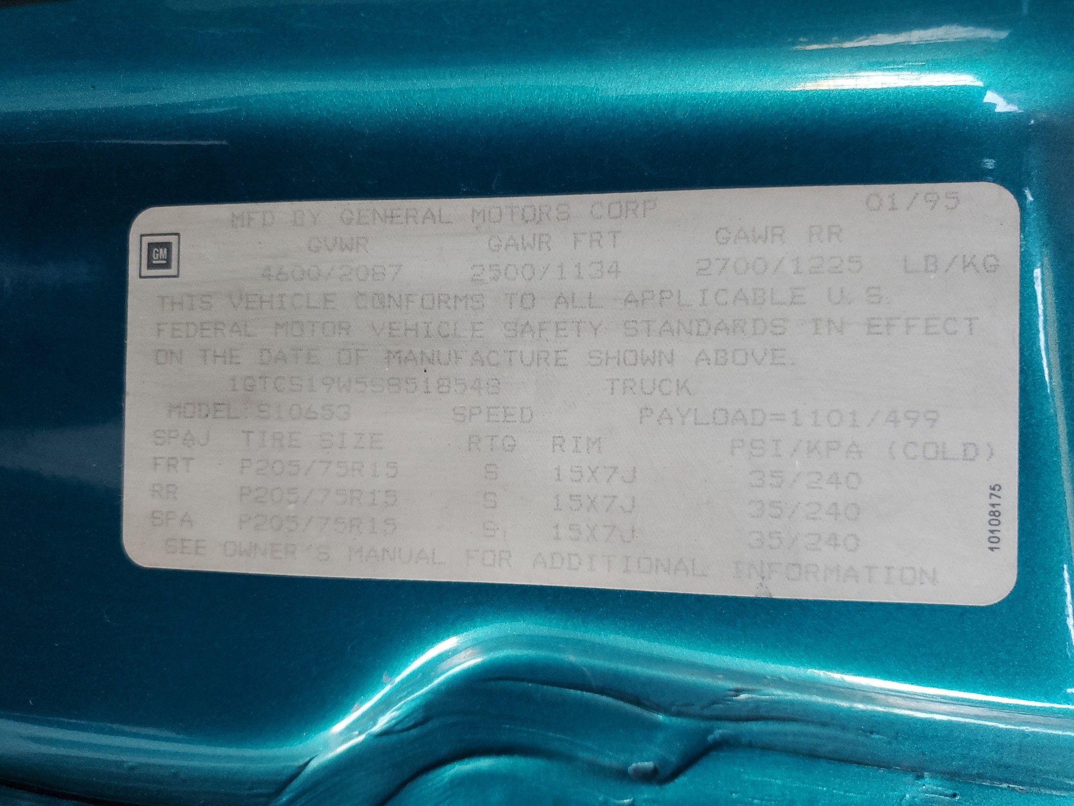 1GTCS19W5S8518548 1995 GMC Sonoma