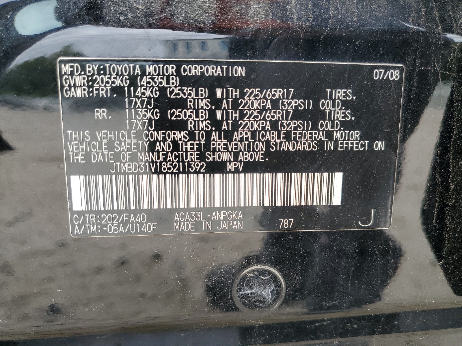 JTMBD31V185211392 2008 Toyota Rav4 Limited