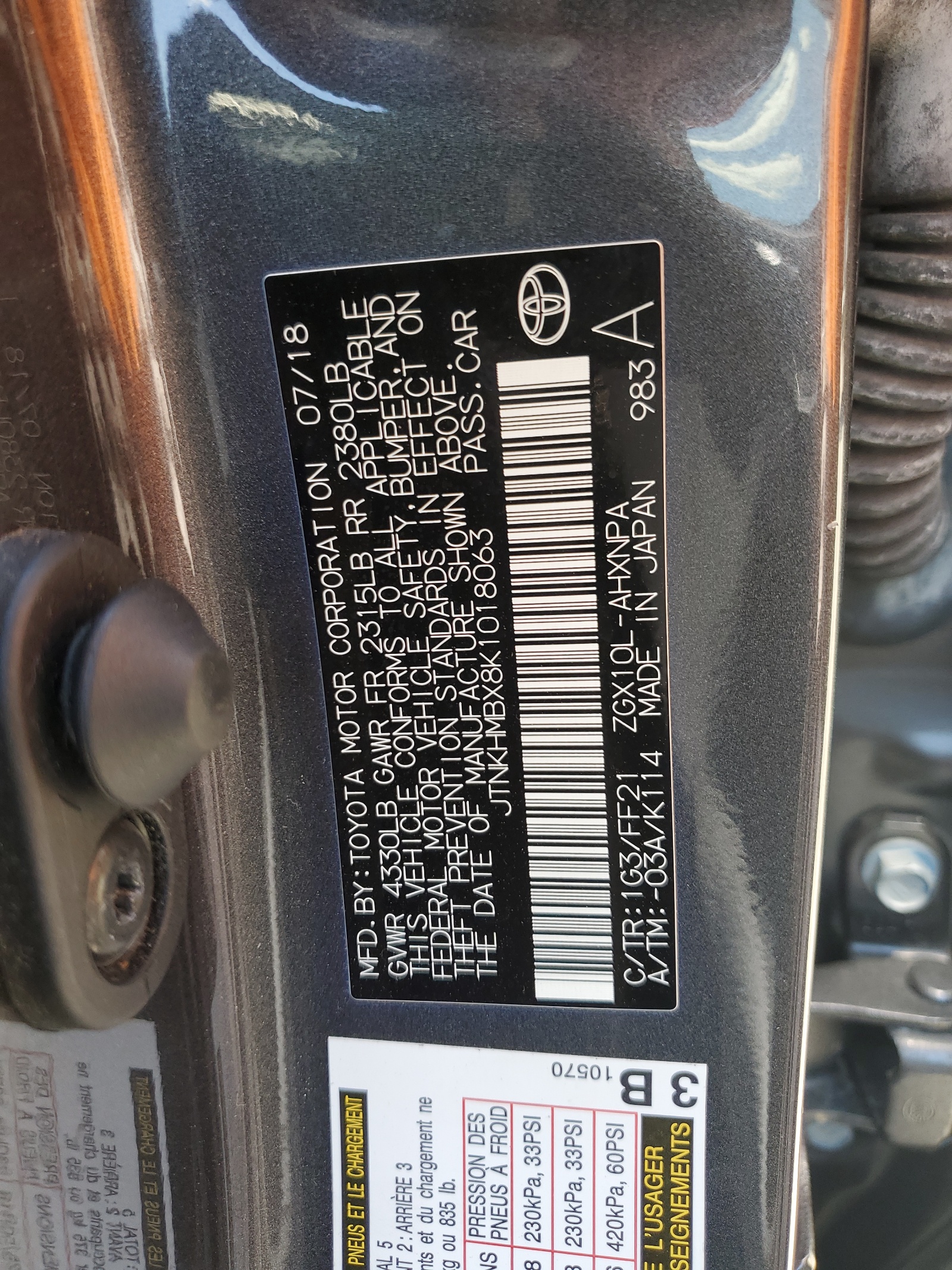 JTNKHMBX8K1018063 2019 Toyota C-Hr Xle